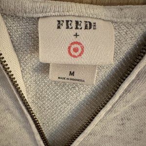 FEED+ ZIP FRONT HOODIE SWEATSHIRT GRAY SIZE MEDIUM